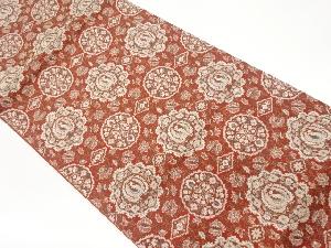 銀糸華文に花唐草模様織出し全通袋帯